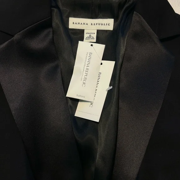 Banana Republic Black Blazer with Satin Lapel - Picture 2 of 3